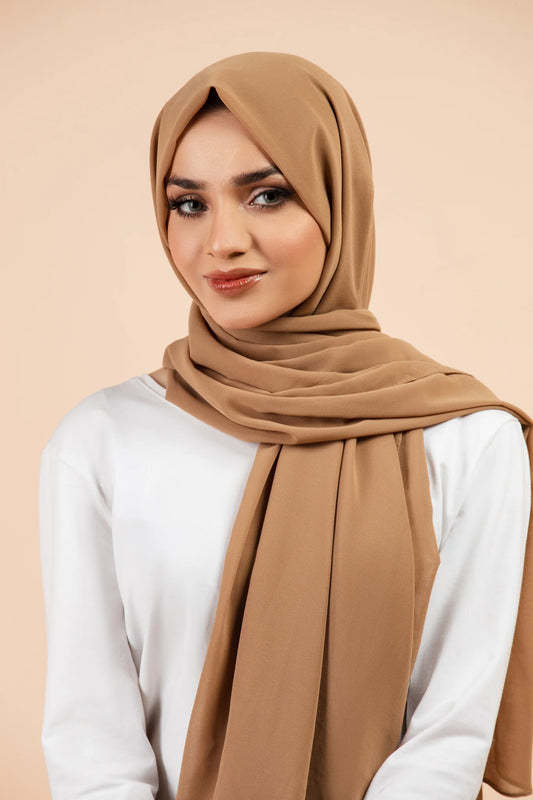 Luxury Georgette Hijab - ALMOND