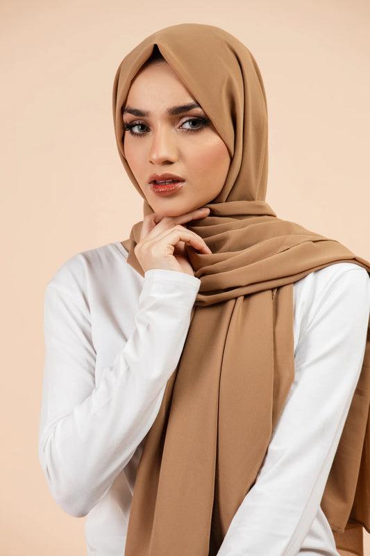 Luxury Georgette Hijab - ALMOND