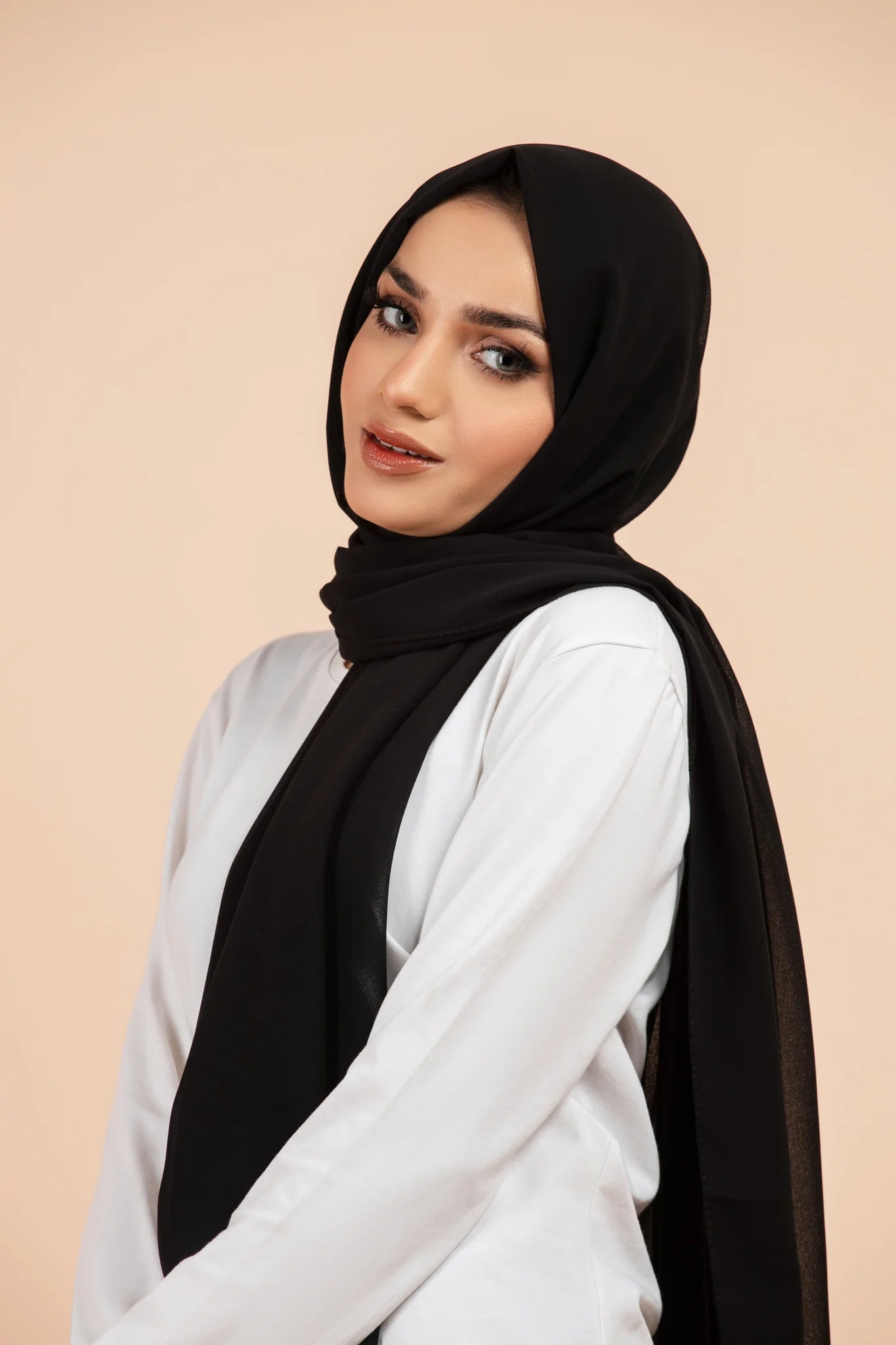Luxury Georgette Hijab - JET BLACK