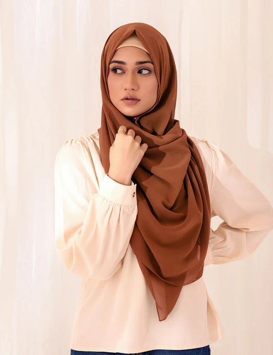Luxury Georgette Hijab - CARAMEL