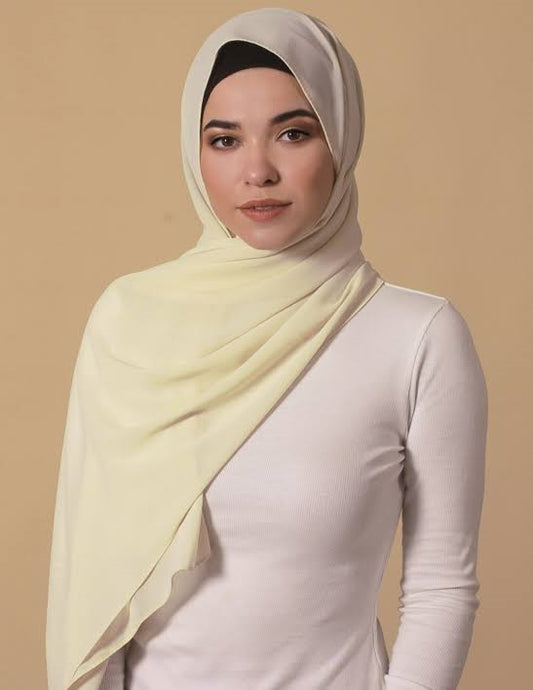 Luxury Georgette Hijab - CREAM WHITE