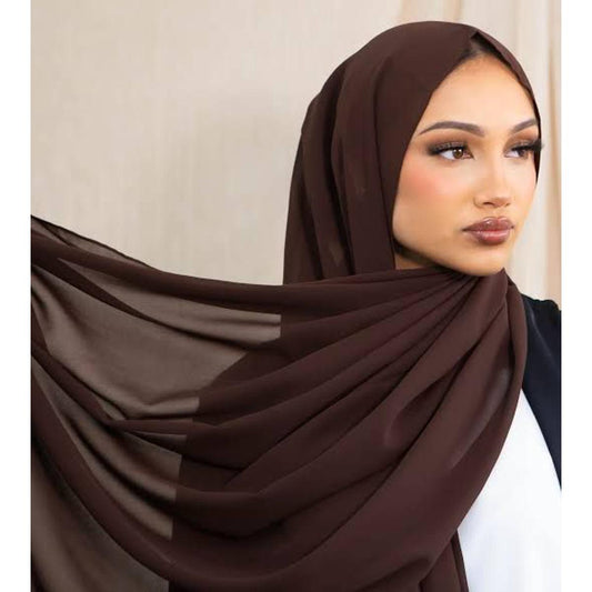 Luxury Georgette Hijab - DARK CHOCOLATE BROWN