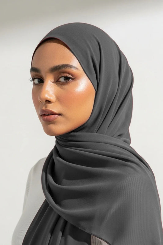 Luxury Georgette Hijab - DARK GREY