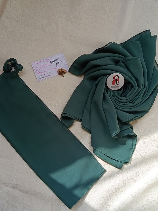 Georgette Hijab Niqab Set - PINE GREEN