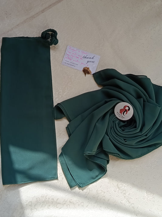 Georgette Hijab Niqab Set - PINE GREEN
