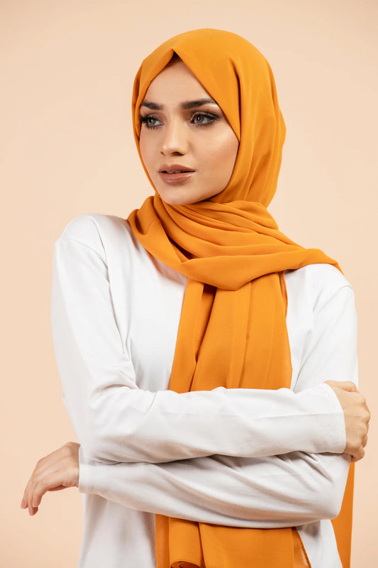 Luxury Georgette Hijab - MUSTARD