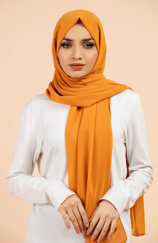 Luxury Georgette Hijab - MUSTARD