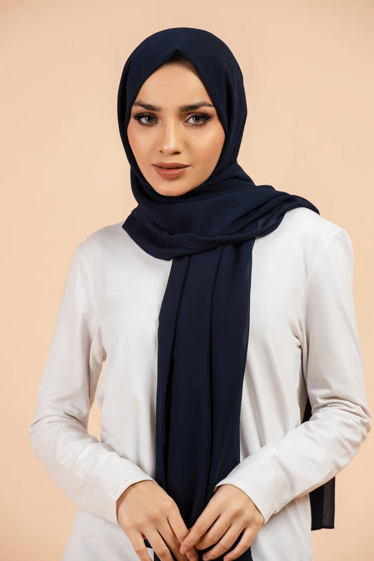 Luxury Georgette Hijab - NAVY BLUE