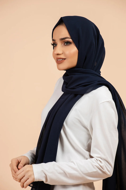 Luxury Georgette Hijab - NAVY BLUE