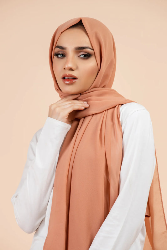 Luxury Georgette Hijab - NUDE BROWN