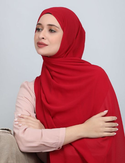 Luxury Georgette Hijab - RED