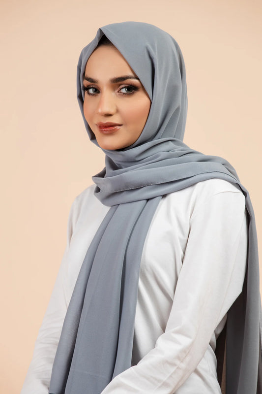 Luxury Georgette Hijab - STEEL GREY