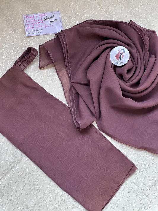Georgette Hijab Niqab Set - BURNT BROWN