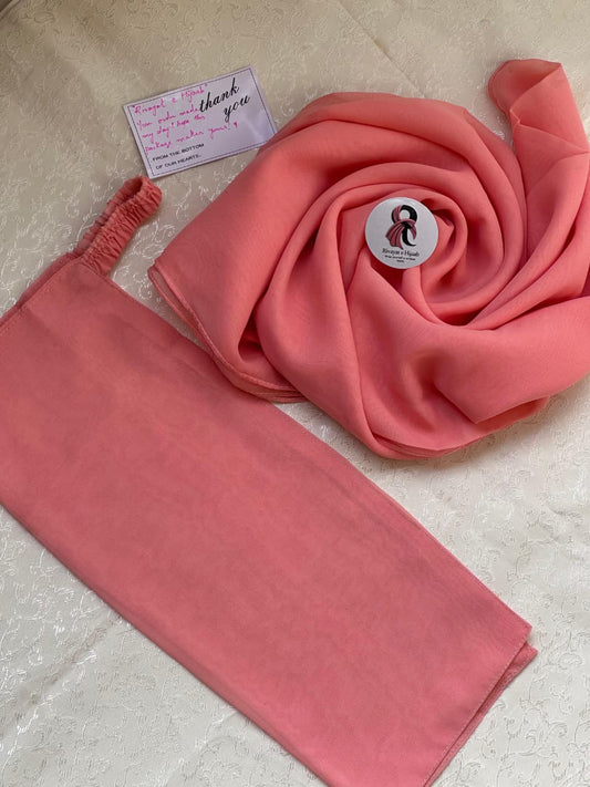 Georgette Hijab Niqab Set - PEACH ORANGE