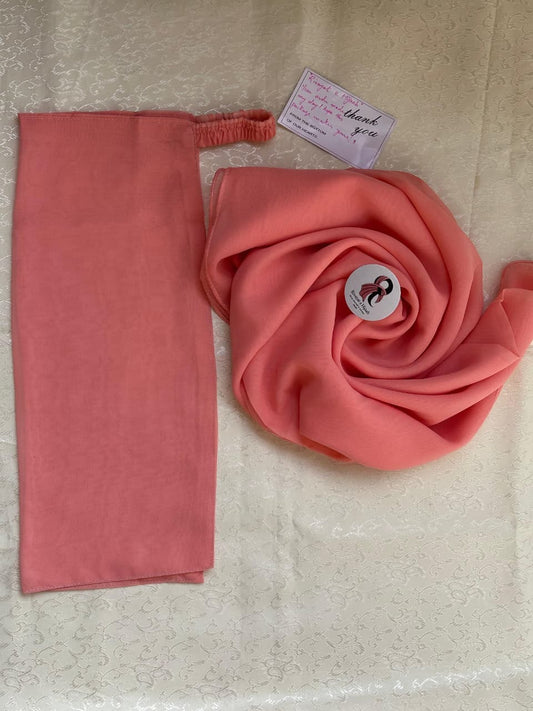 Georgette Hijab Niqab Set - PEACH ORANGE