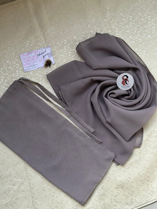 Georgette Hijab Niqab Set - LIGHT GREY