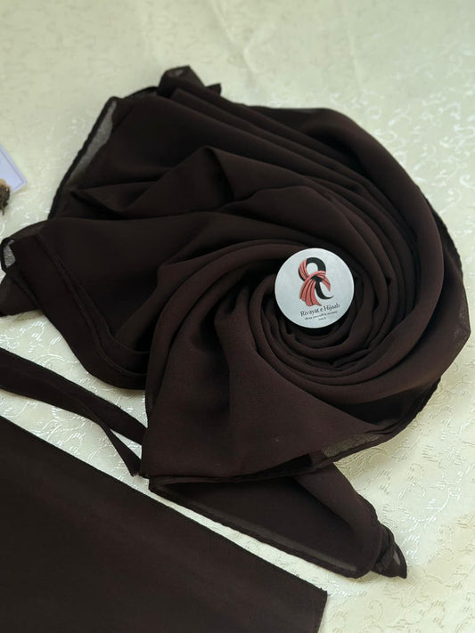 Georgette Hijab Niqab Set - CHOCOLATE BROWN