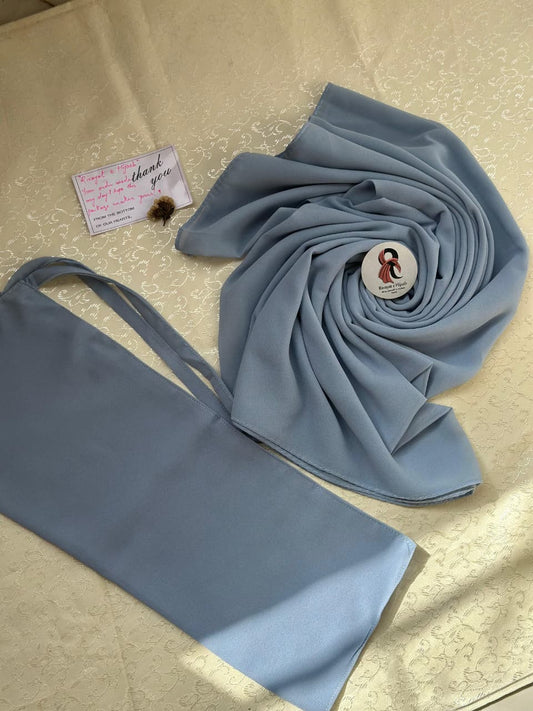 Georgette Hijab Niqab Set - ICE BLUE