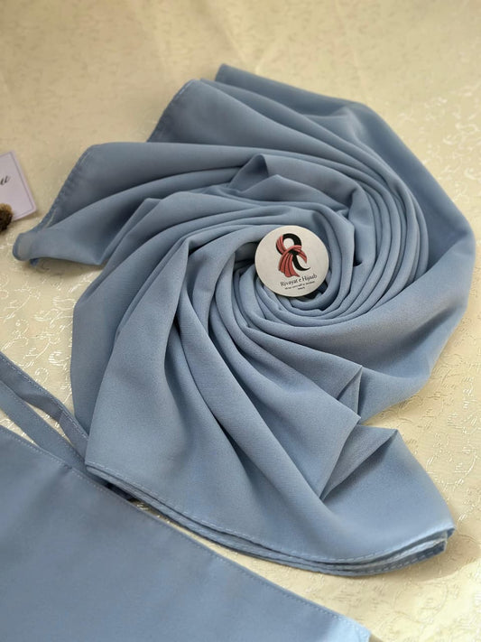Georgette Hijab Niqab Set - ICE BLUE