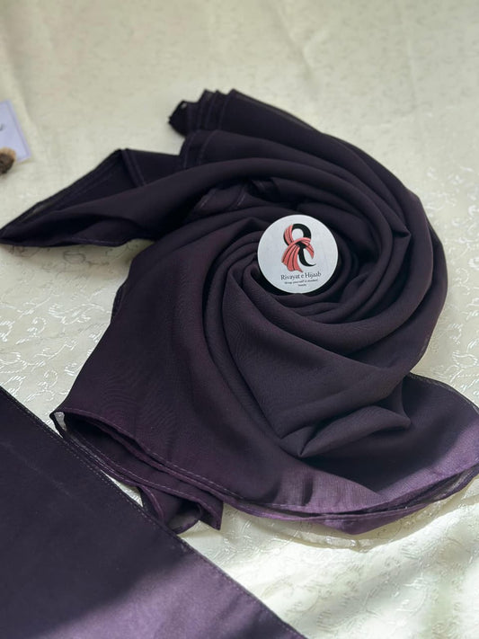 Georgette Hijab Niqab Set - BRINJAL PURPULE