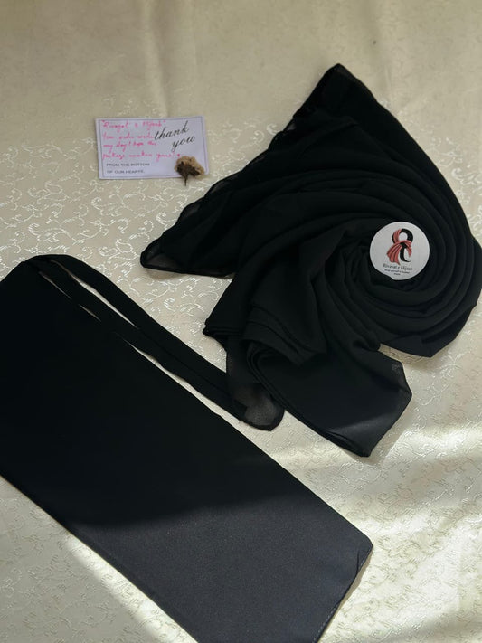 Georgette Hijab Niqab Set - JET BLACK