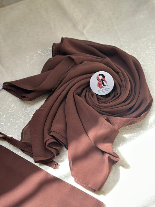 Georgette Hijab Niqab Set - COCOA BROWN