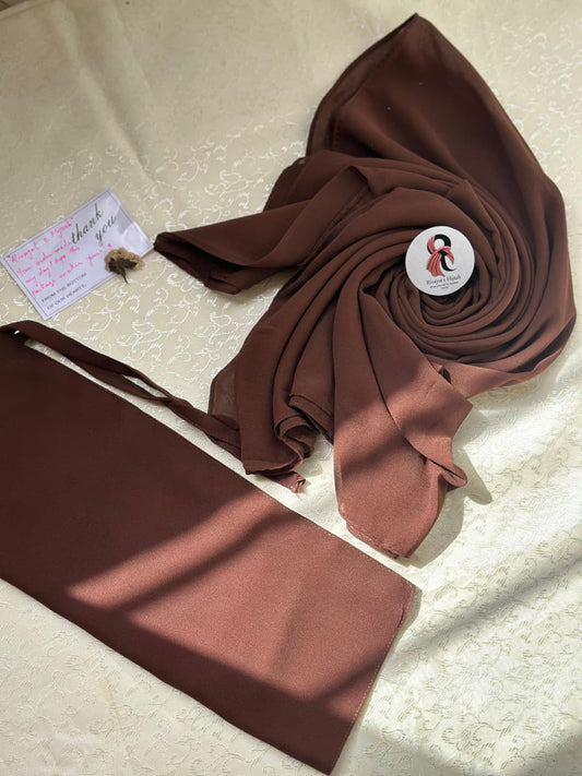 Georgette Hijab Niqab Set - COCOA BROWN
