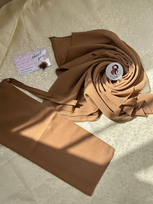 Georgette Hijab Niqab Set - LIGHT BROWN