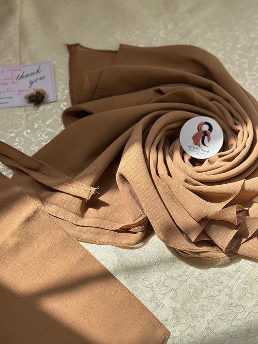 Georgette Hijab Niqab Set - LIGHT BROWN