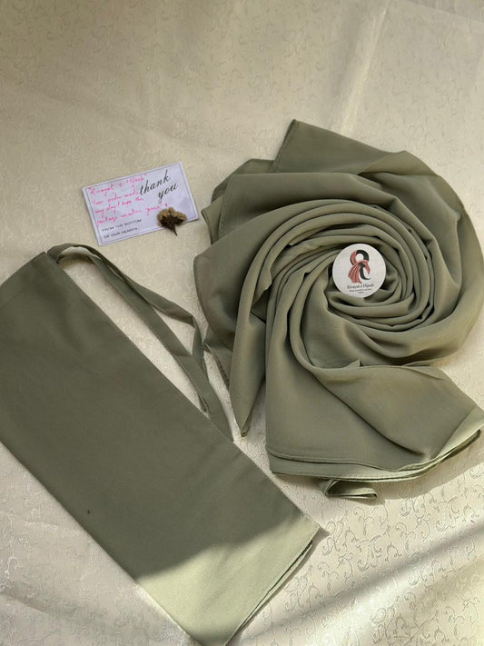 Georgette Hijab Niqab Set - MOUNTAIN GREEN