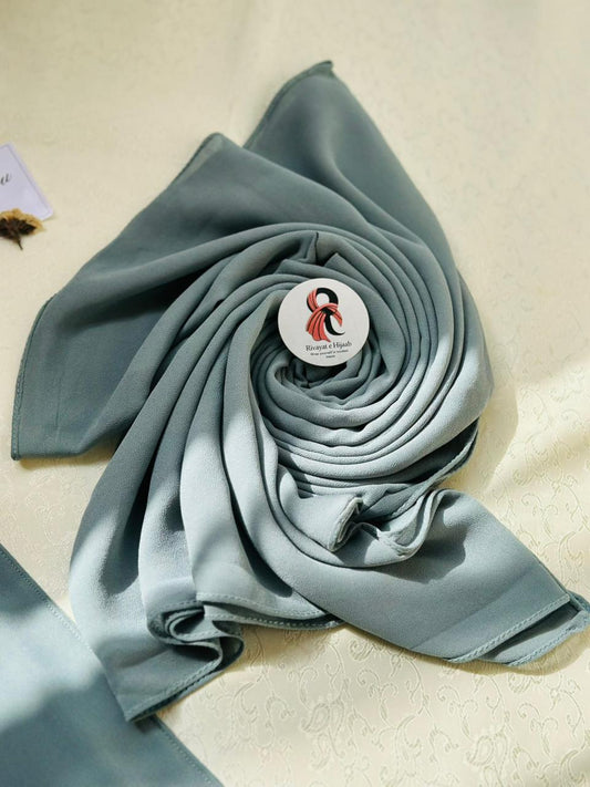 Georgette Hijab Niqab Set - GREYISH GREEN