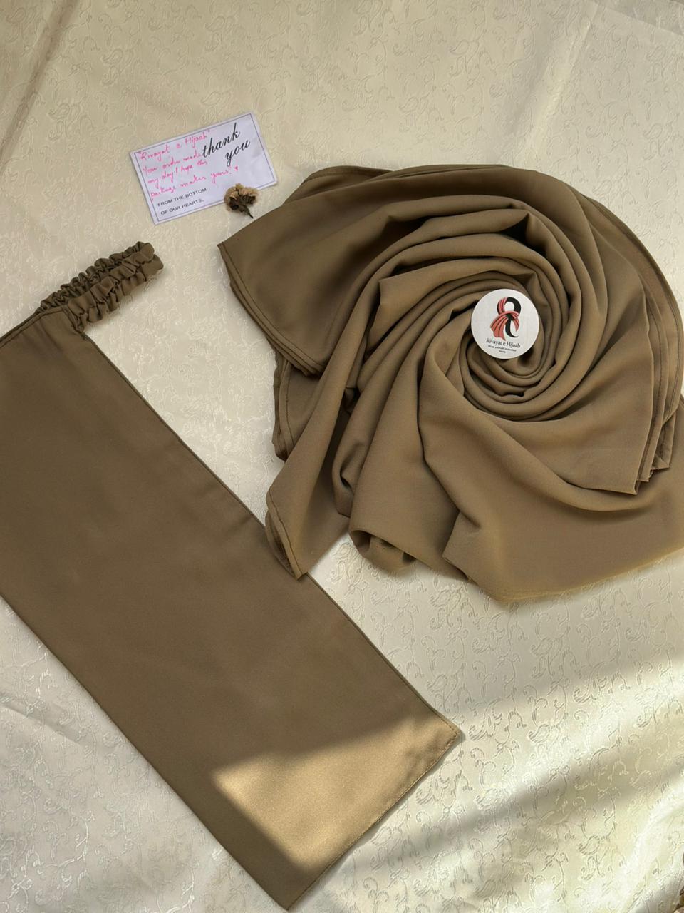 Georgette Hijab Niqab Set - ARMY GREEN