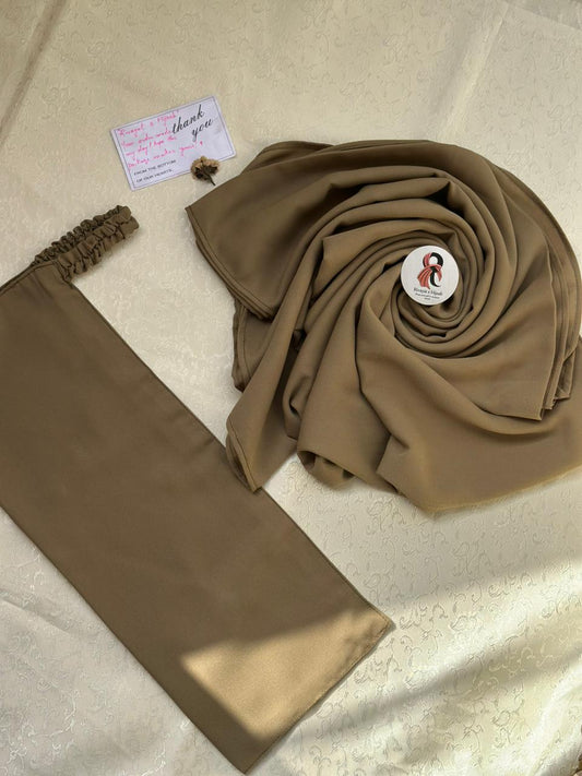 Georgette Hijab Niqab Set - ARMY GREEN