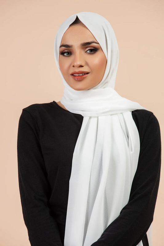 Luxury Georgette Hijab - WHITE