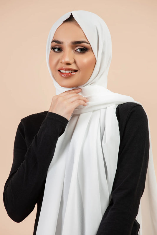 Luxury Georgette Hijab - WHITE