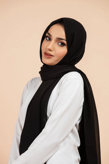 Luxury Georgette Hijab - JET BLACK