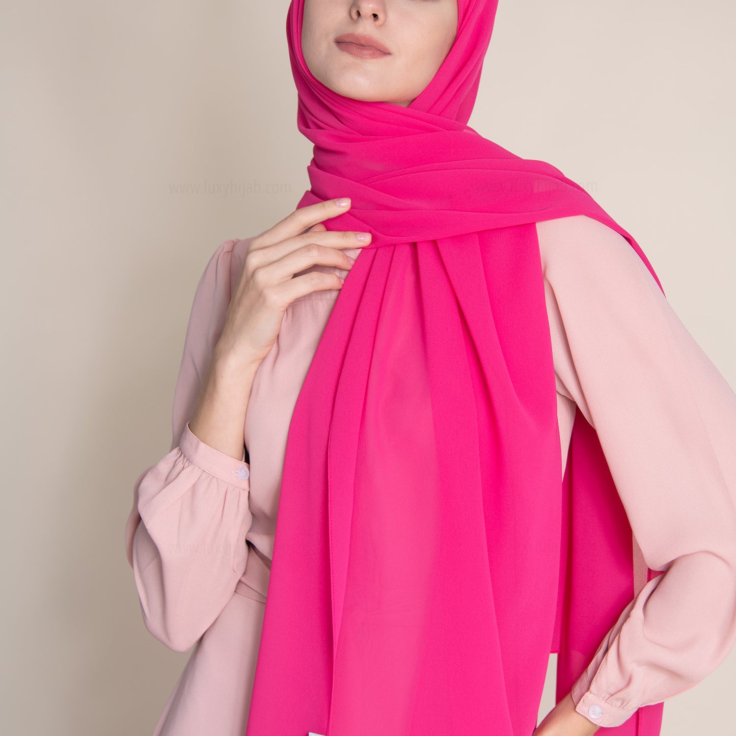 Luxury Georgette Hijab - HOT PINK